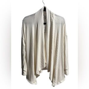 Lucky Brand Ribbed Open Front Cardigan Ivory Cream Small NWT‎ Pockets